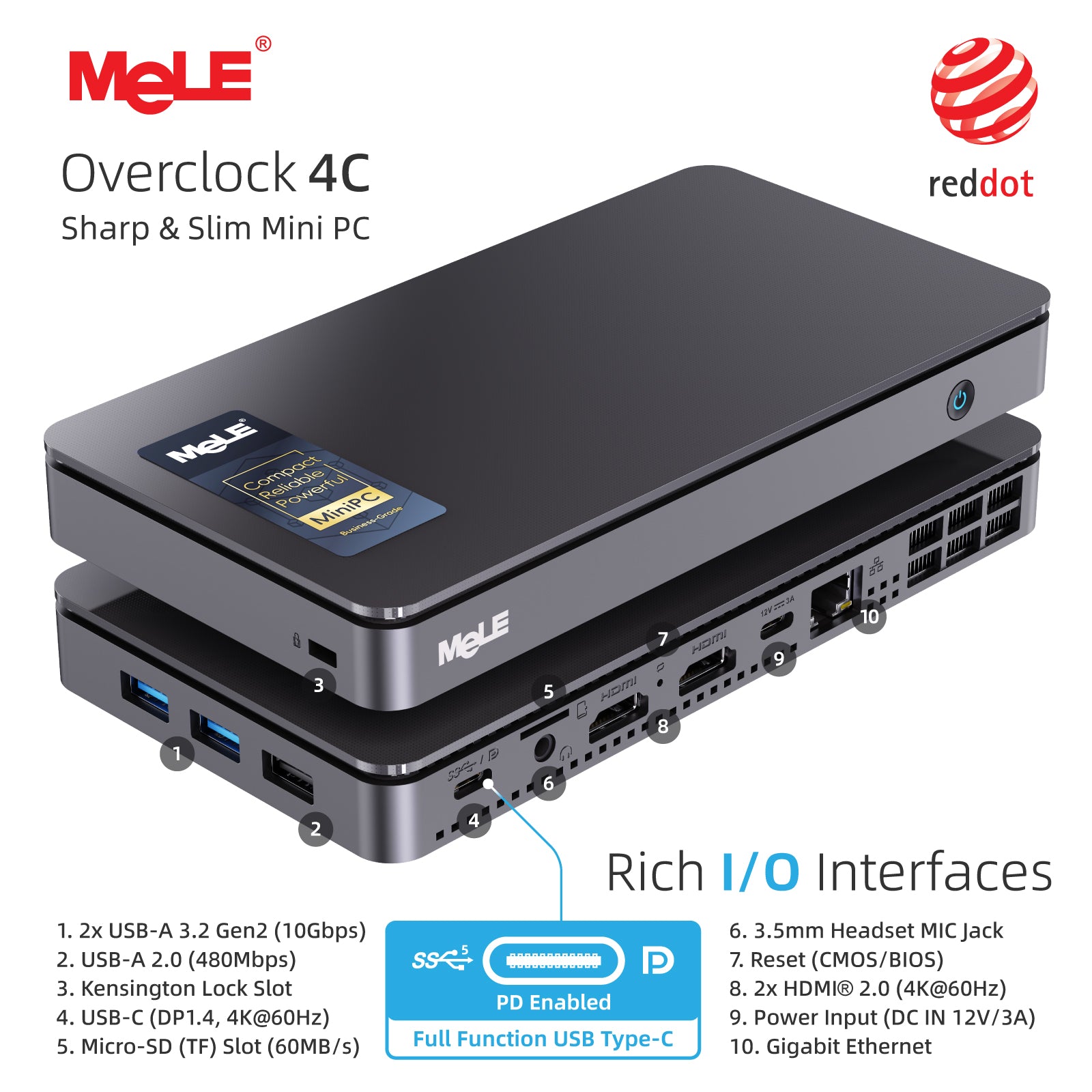 MeLE Mini PC Overclock 4C, N100 8GB DDR4 RAM 128GB Storage Windows 11 Pro, 4K Triple Display/USB-C/HDMI/USB3.2/WiFi/BT/Ethernet Micro Desktop Computer on Business Home Office Linux Portable PC