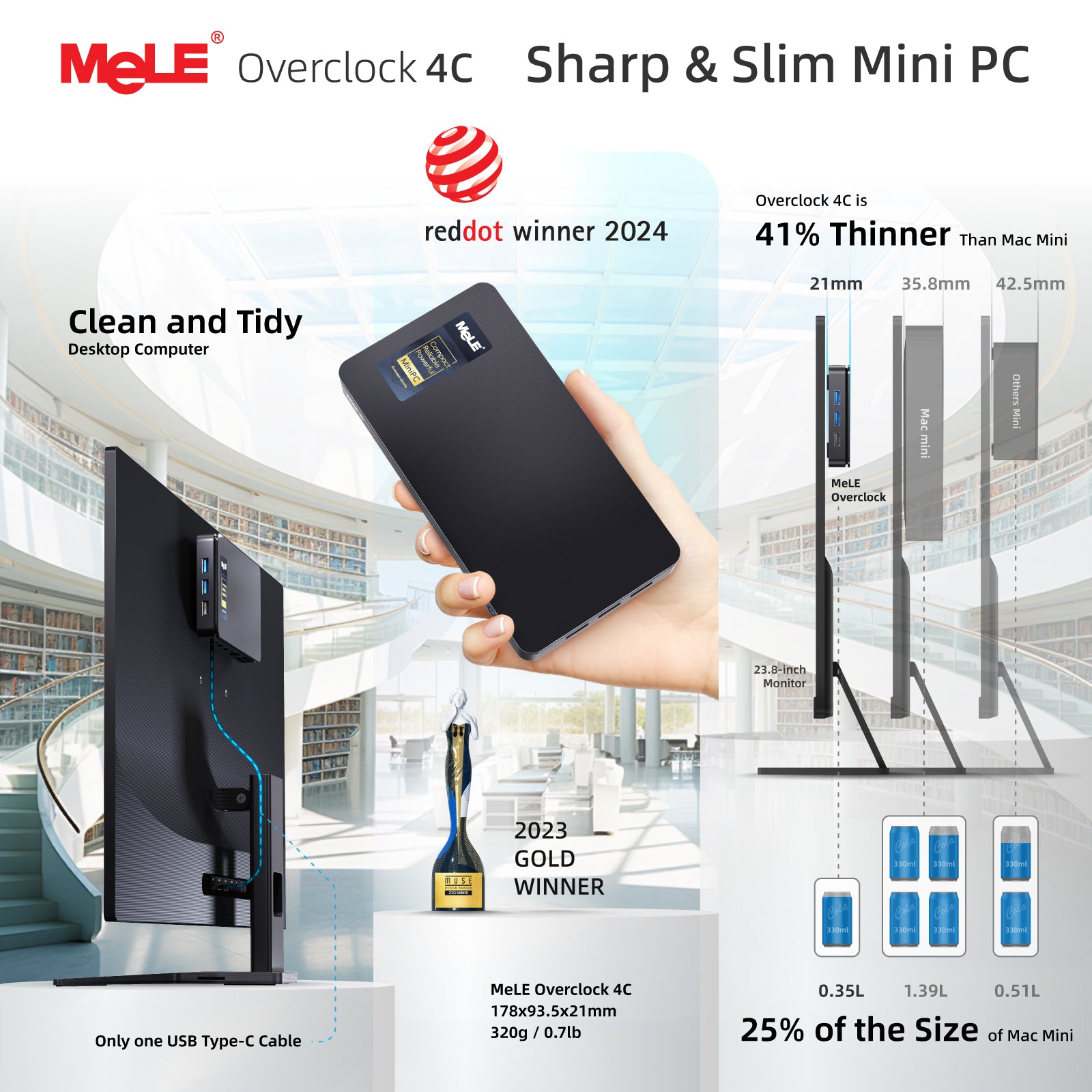 MeLE Mini PC Overclock 4C, N100 8GB DDR4 RAM 128GB Storage Windows 11 Pro, 4K Triple Display/USB-C/HDMI/USB3.2/WiFi/BT/Ethernet Micro Desktop Computer on Business Home Office Linux Portable PC
