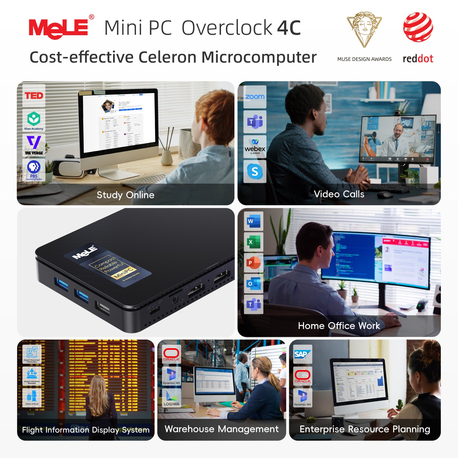 MeLE Mini PC Overclock 4C, N100 8GB DDR4 RAM 128GB Storage Windows 11 Pro, 4K Triple Display/USB-C/HDMI/USB3.2/WiFi/BT/Ethernet Micro Desktop Computer on Business Home Office Linux Portable PC