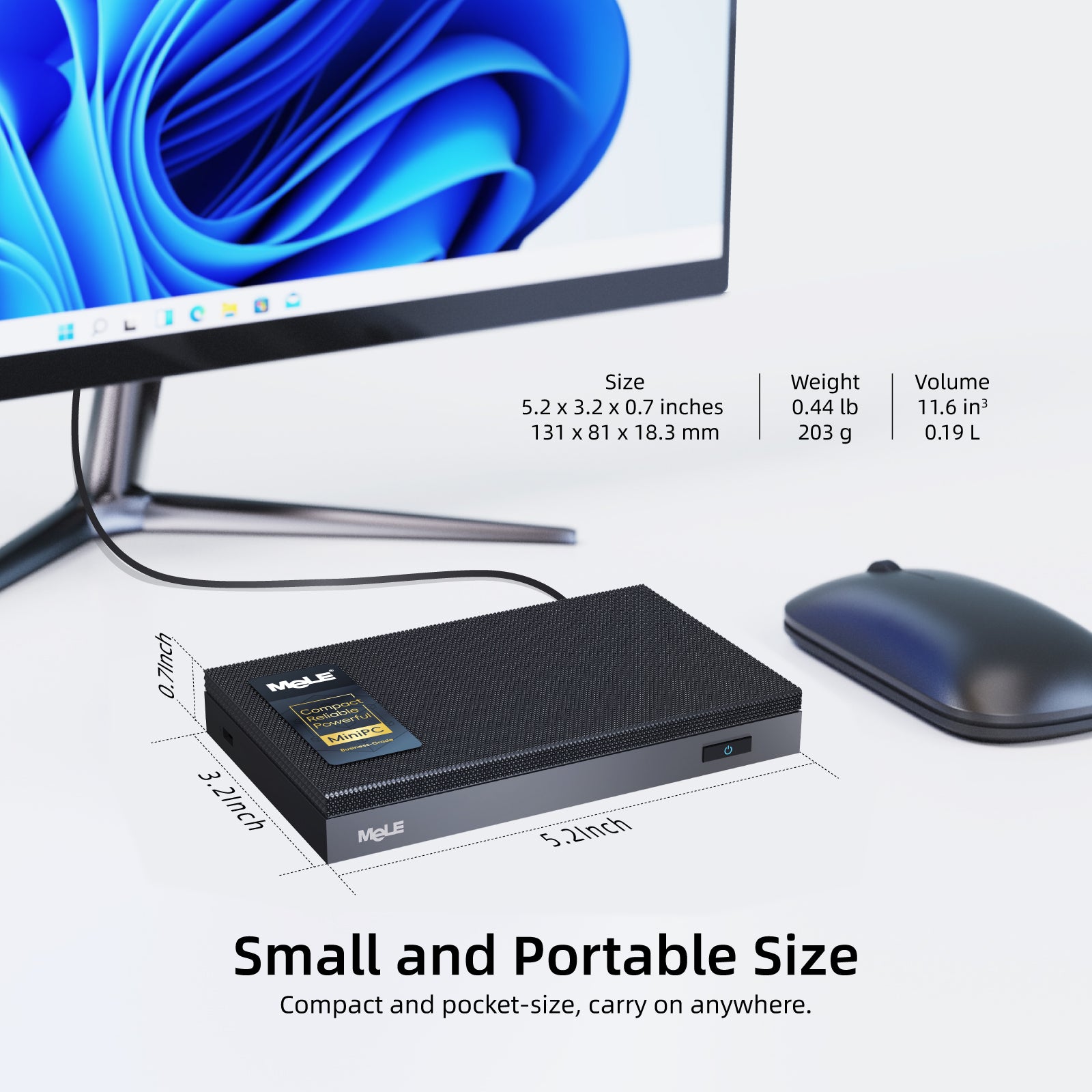 MeLE Quieter 3C Fanless Mini PC, Intel Celeron N5100, 8GB RAM, 128GB Storage, Full-Function USB-C, WiFi 5, Support Triple Screen Display, Slim Desktop PC on Industrial, Home, Office