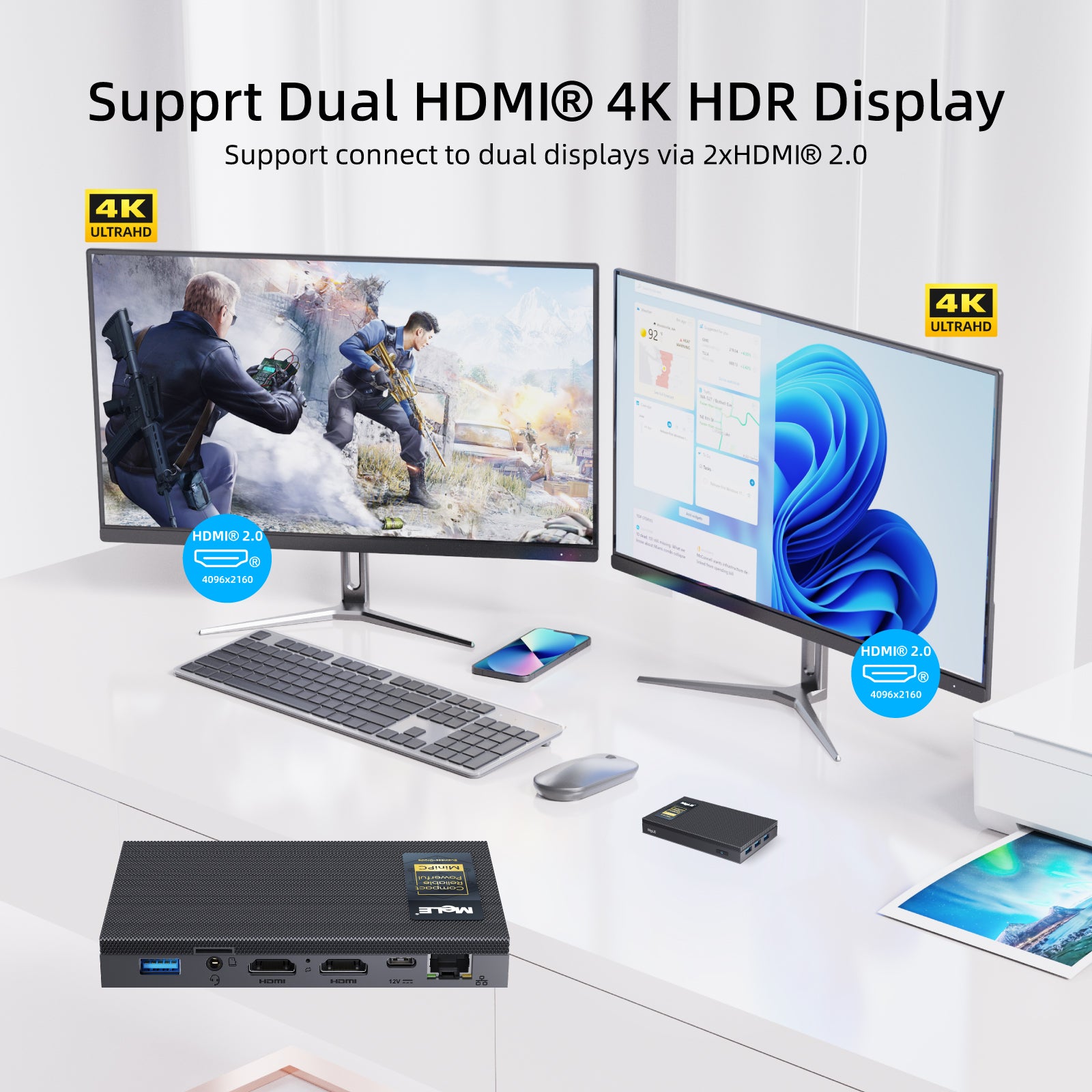 MeLE Fanless Mini PC Quieter 3Q 11th Gen N5100/N5105 8GB 256GB, Micro Computer WiFi 5 Small Desktop Service with USB-C PD, Gigabit Ethernet, Dual HDMI 4K, Auto Power on, PXE Support M.2 SSD