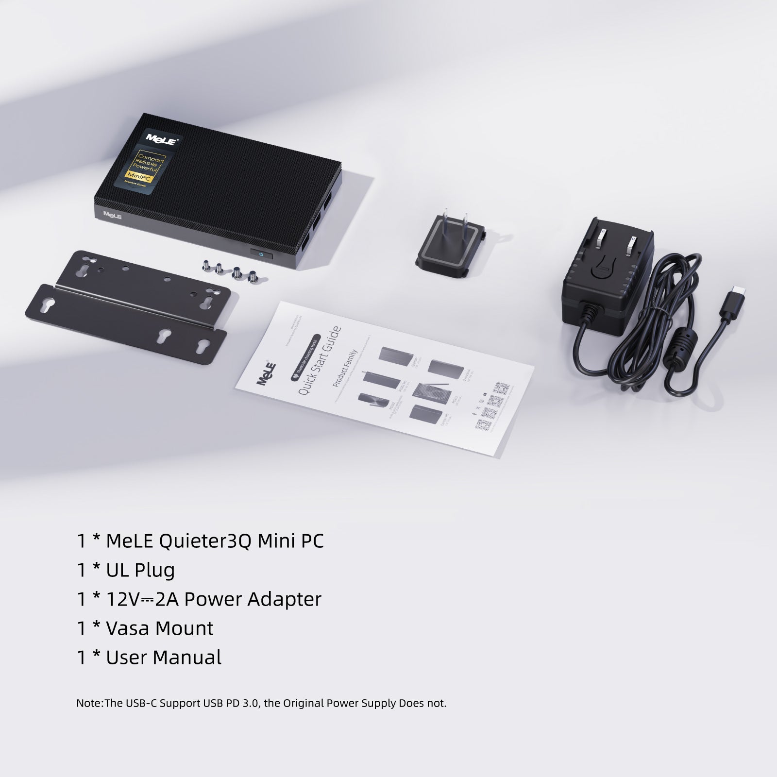MeLE Fanless Mini PC Quieter 3Q 11th Gen N5100/N5105 8GB 256GB, Micro Computer WiFi 5 Small Desktop Service with USB-C PD, Gigabit Ethernet, Dual HDMI 4K, Auto Power on, PXE Support M.2 SSD