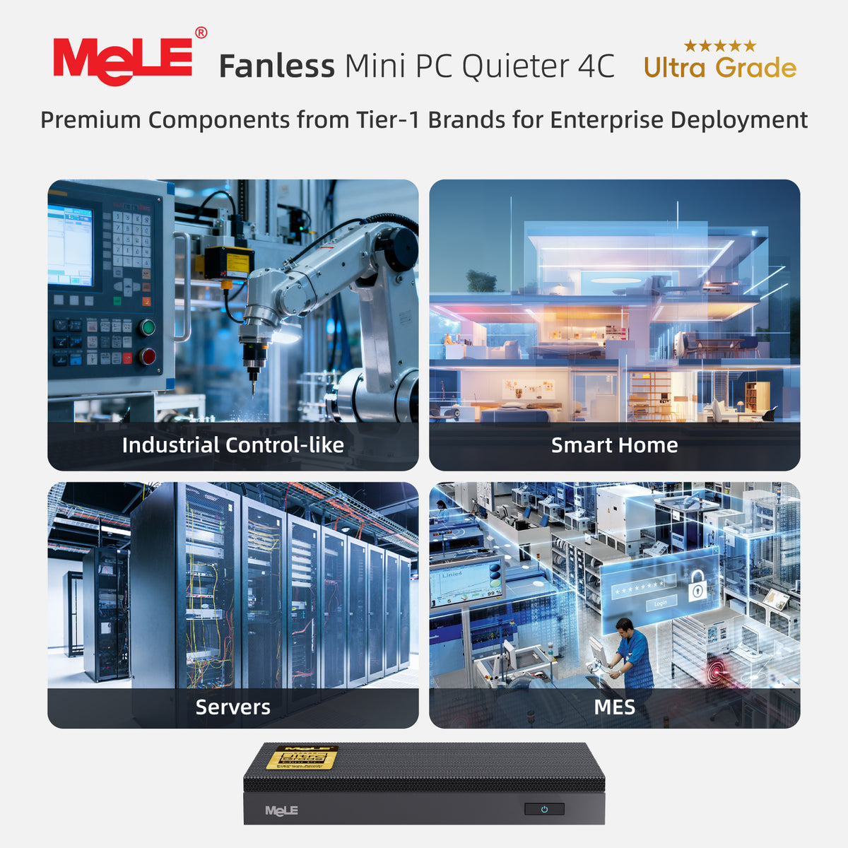 MeLE Quieter 4C Ultra Grade Fanless Mini PC N150 8GB RAM 128GB Storage– Triple 4K Display, 0dB Silent, Auto Power On, Wake-on-LAN, Ideal for Enterprise & Business Deployment