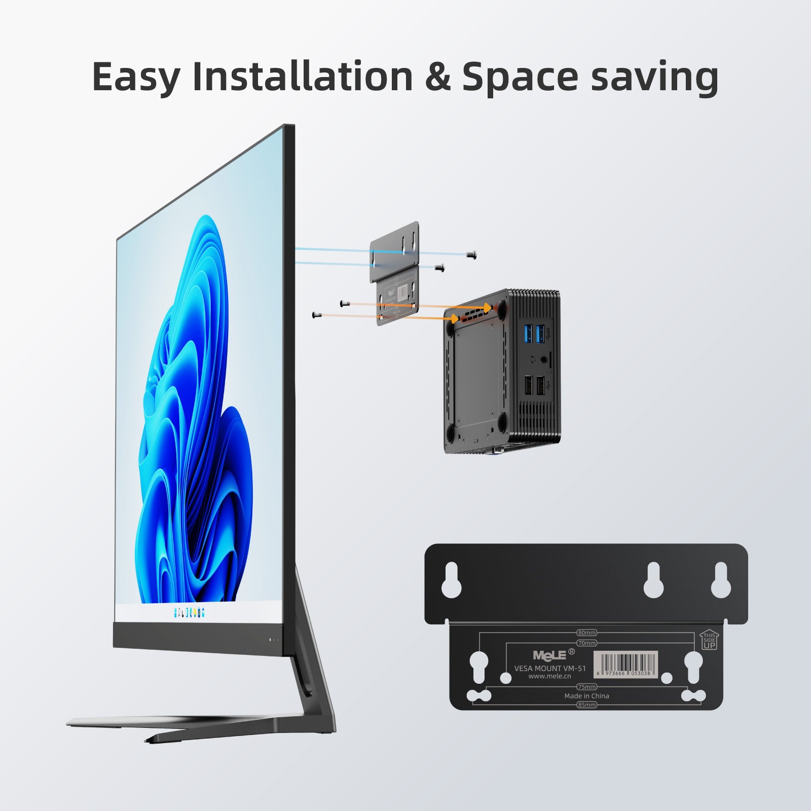 MeLE Fanless Mini PC Quieter HD3, Intel Celeron N5105/N150, 8GB RAM 128GB SSD, Compact Desktop Computer with Gigabit Ethernet, WiFi 5, Dual HDMI 4K, Unlocked BIOS – Ideal for Industrial, Webcasting, and Office Use