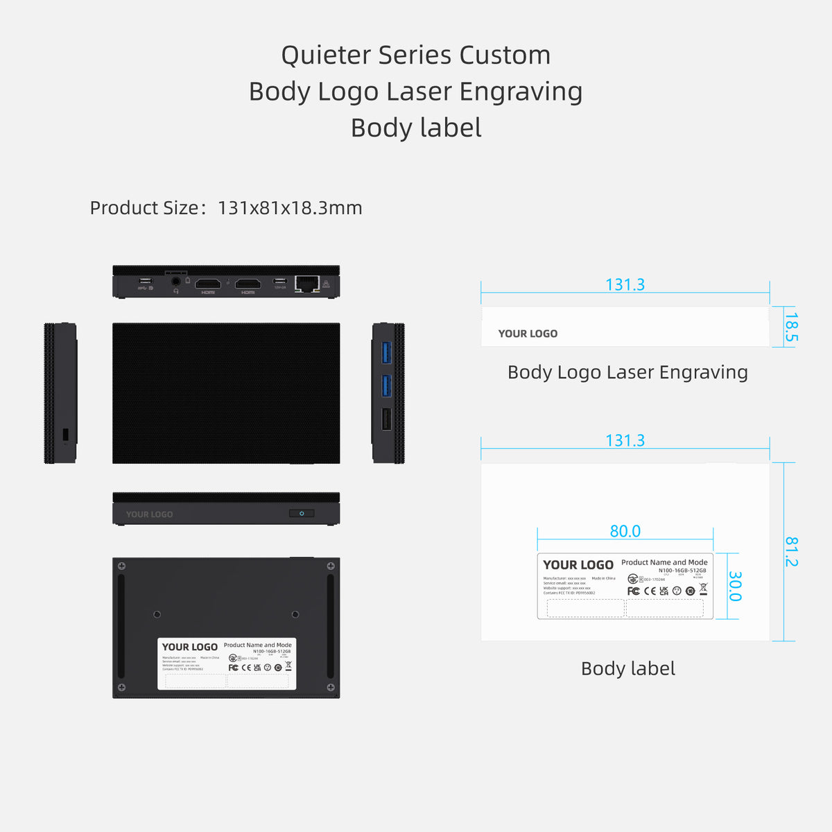 Quieter 4C Custom Logo Mini PC – Fanless, Triple 4K, 0dB Silent