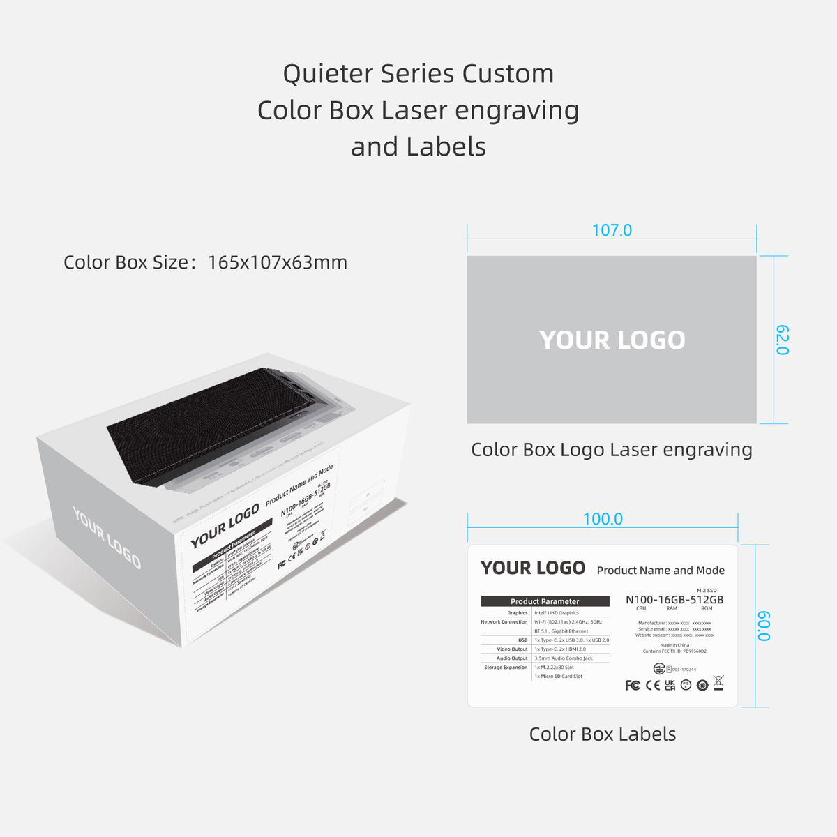 Quieter 4C Custom Logo Mini PC – Fanless, Triple 4K, 0dB Silent