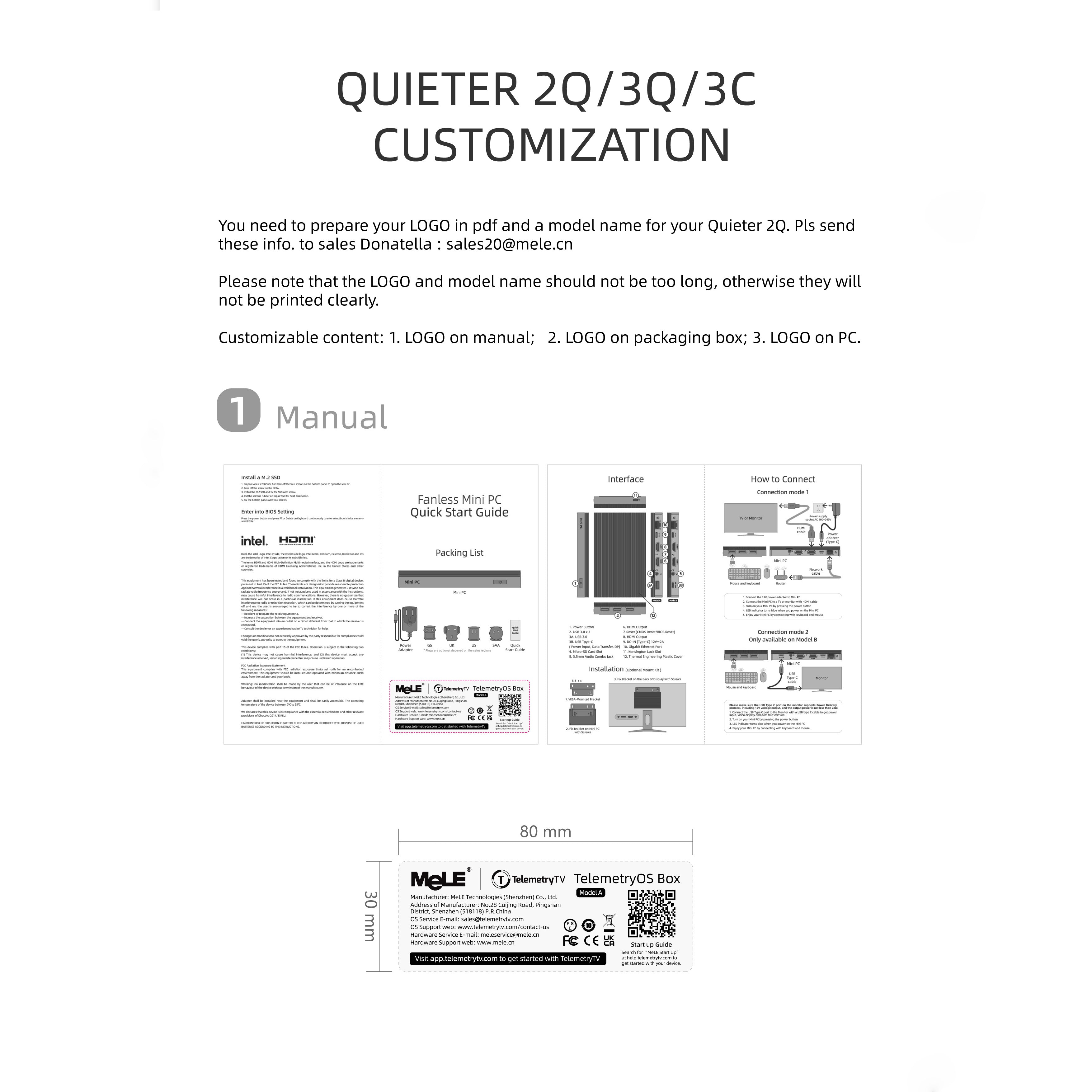 QUIETER 2Q/3Q/3C/4C    &   PCG02 Pro -- CUSTOMIZATION FEE