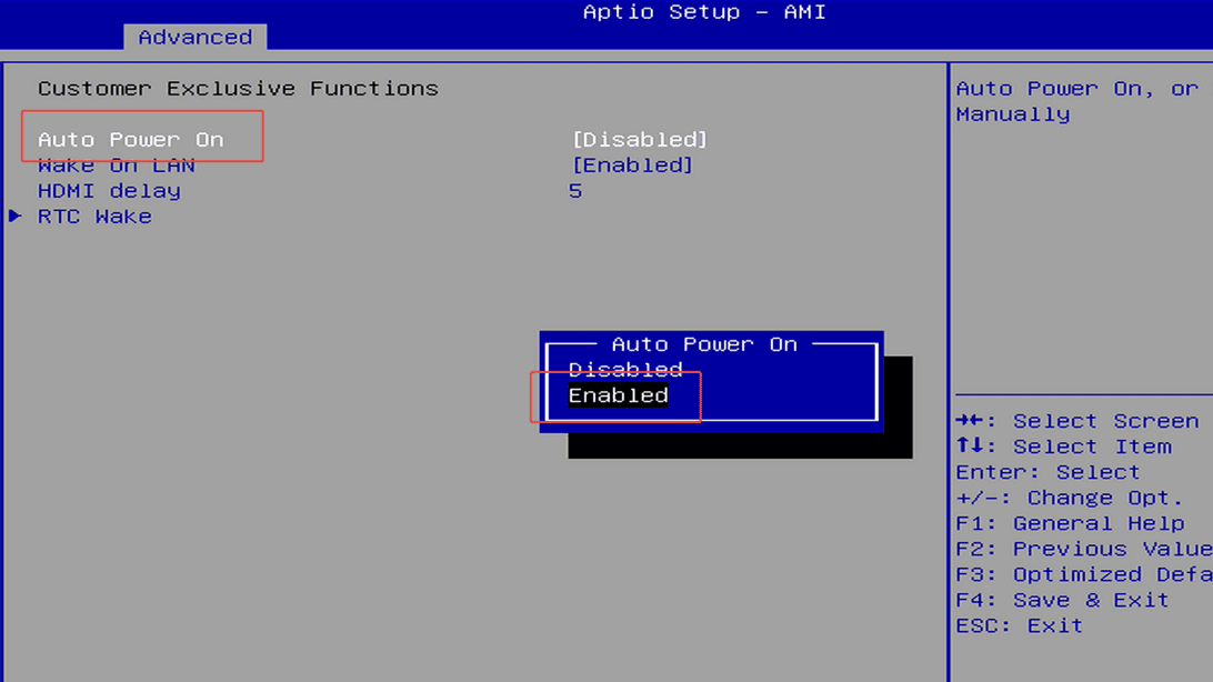 How to set Auto power on?