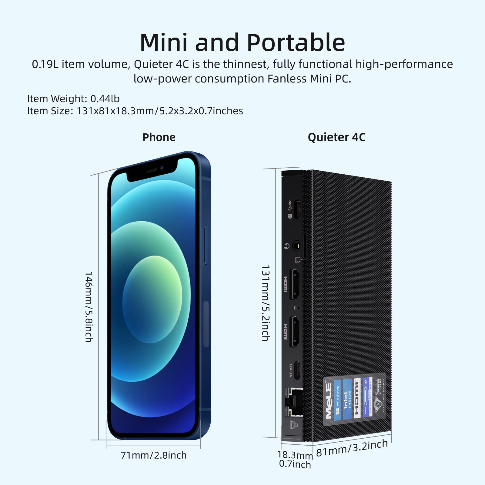 ミニPC MeLE Quieter 4C N100 16GB 512GB MeLE Quieter4C Ultrathin Fanless N100 Mini PC 16GB LPDDR4x
