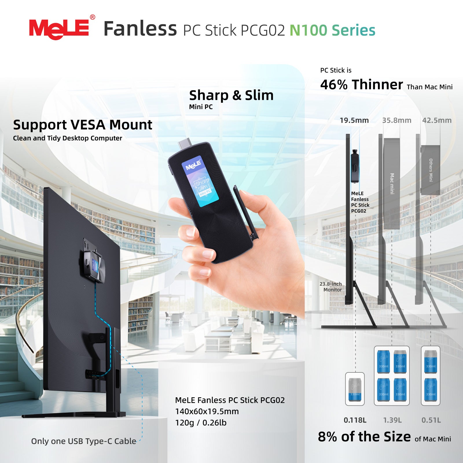 MeLE PCG02 - Fanless PC Stick N100 - UK ONLY - TAX Free