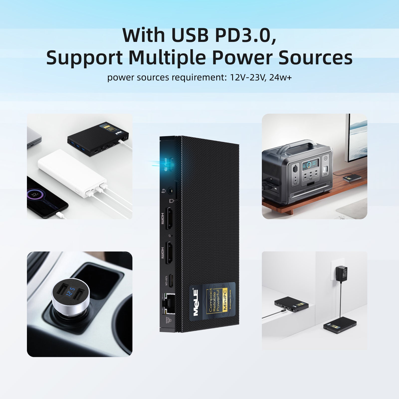 MeLE Quieter 3C Fanless Mini PC, Intel Celeron N5100, 8GB RAM, 128GB Storage, Full-Function USB-C, WiFi 5, Support Triple Screen Display, Slim Desktop PC on Industrial, Home, Office