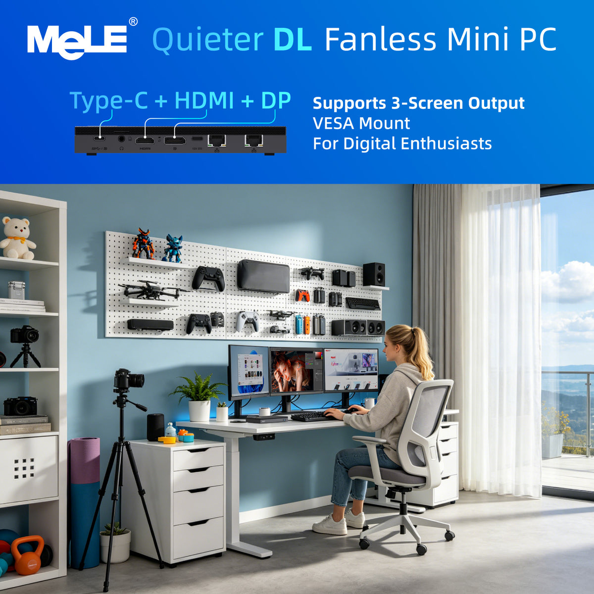 MeLE Quieter DL N150 Fanless Mini PC | Dual Intel® I226-V 2.5GbE LAN, Intel N150, Triple 4K Display, Firewall Router PC for Home Lab, NAS & IoT