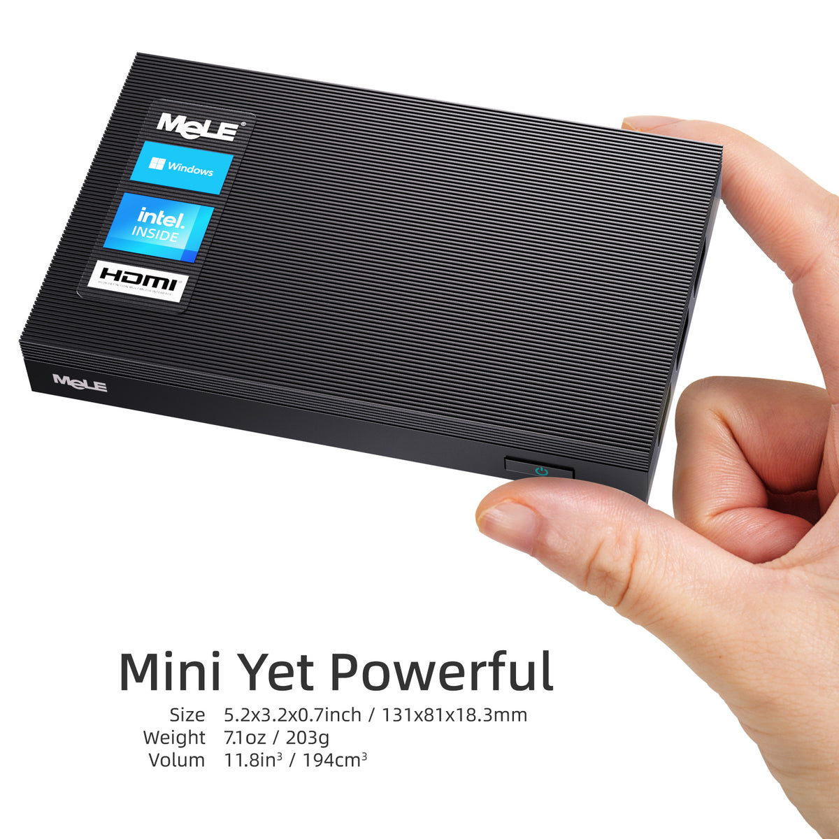 MeLE Quieter 2Q Fanless Mini PC, Intel Celeron J4125, 8GB LPDDR4 RAM, Wi-Fi 5, 4× USB 3.2, M.2 SSD Expansion, SD Card Slot, VESA Mount, for Office, Digital Signage & Home Entertainment