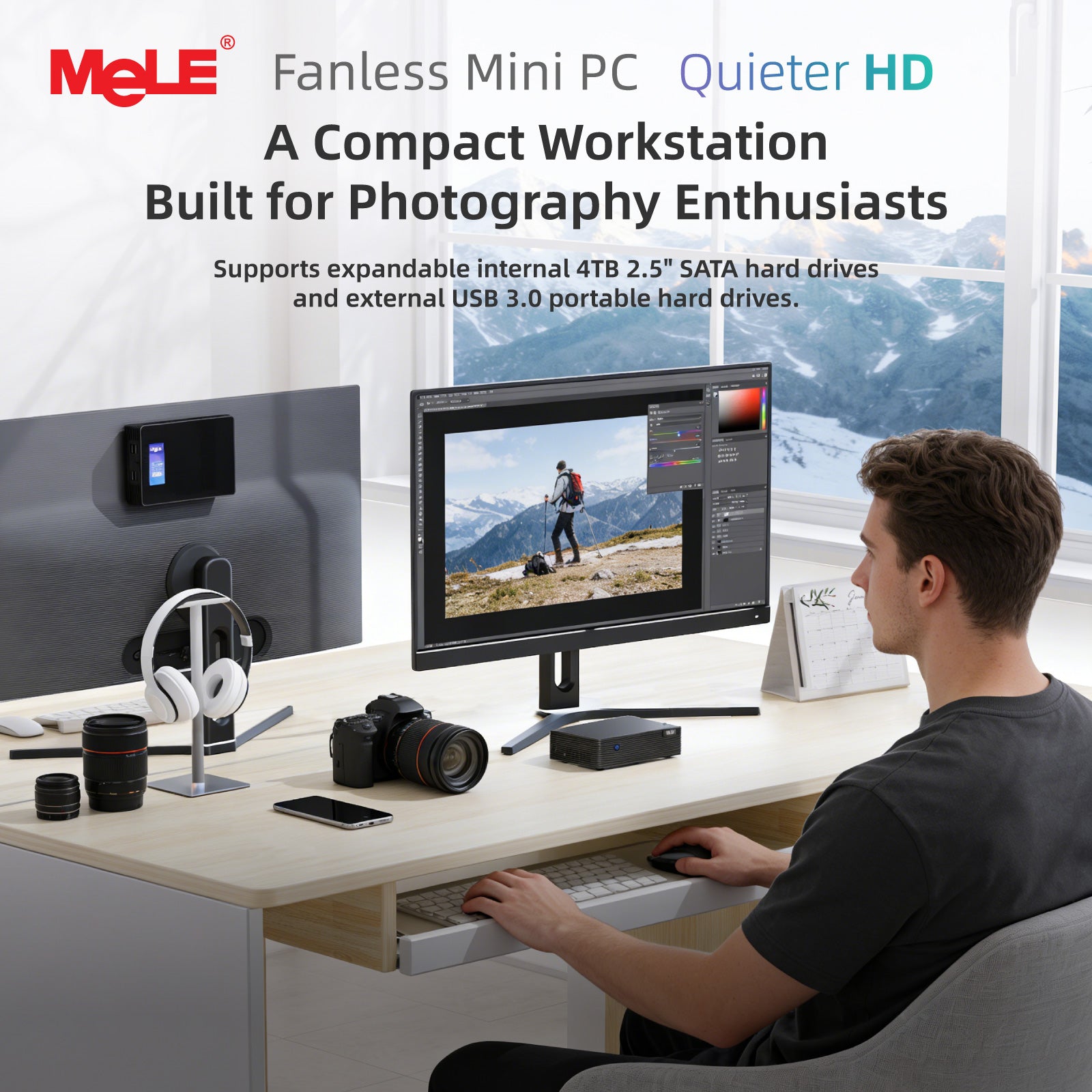 MeLE Quieter HD Industrial Fanless PC | Intel N150 Mini Computer, Triple 4K Display, Dust-Resistant Design, 24/7 Operation for Digital Signage & Automation