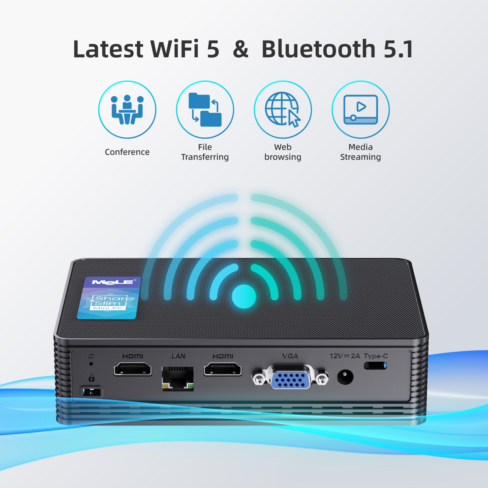 MeLE Fanless Mini PC Quieter HD3, Intel Celeron N5105/N150, 8GB RAM 128GB SSD, Compact Desktop Computer with Gigabit Ethernet, WiFi 5, Dual HDMI 4K, Unlocked BIOS – Ideal for Industrial, Webcasting, and Office Use