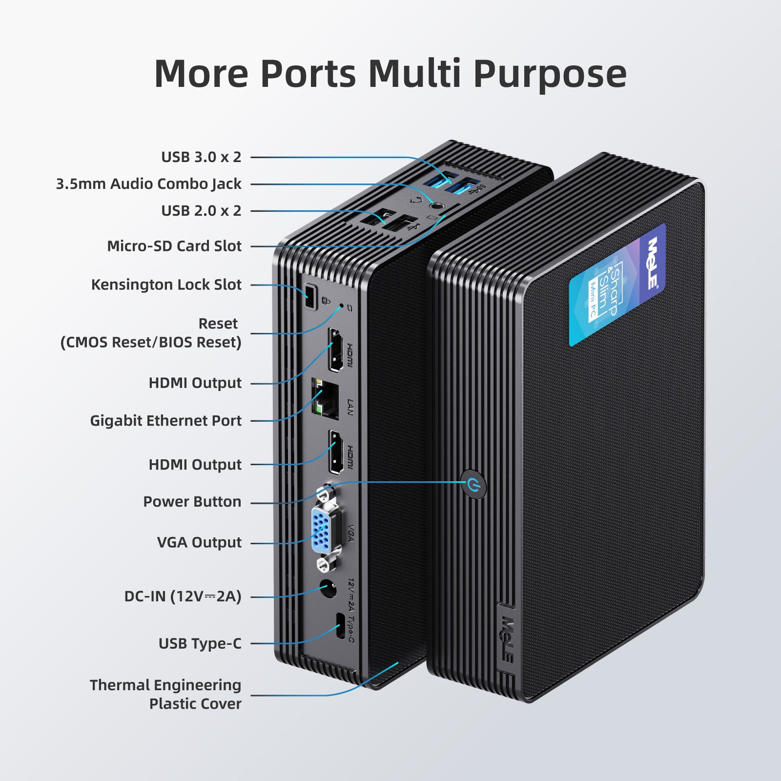 MeLE Quieter HD Industrial Fanless PC | Intel N150 Mini Computer, Triple 4K Display, Dust-Resistant Design, 24/7 Operation for Digital Signage & Automation