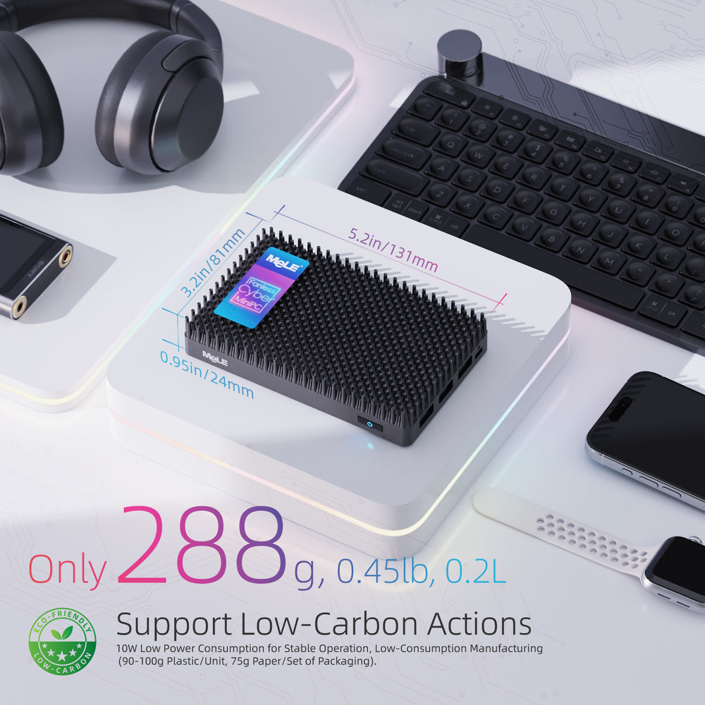 MeLE Cyber X1 - Fanless Mini PC N150,8GB RAM, 128GB Storage, 2.4/5G Wi