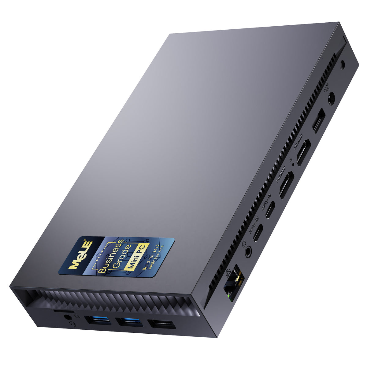 MeLE Overclock X5 Mini PC – AMD Ryzen R2544, Quad 4K Display, 2.5G LAN, Built-in Speakers & Microphones
