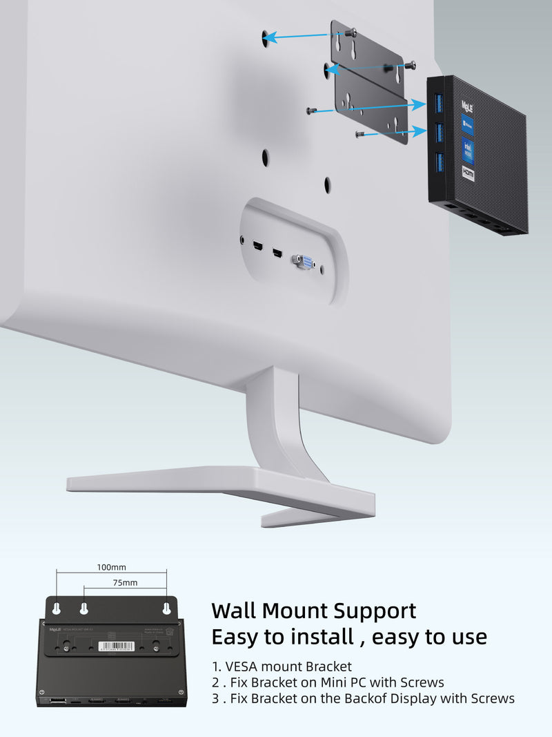 MeLE Quieter 3Q Fanless Mini PC N5105 Windows 11 Pro Small Desktop Computers for Office & Home with VESA Mount