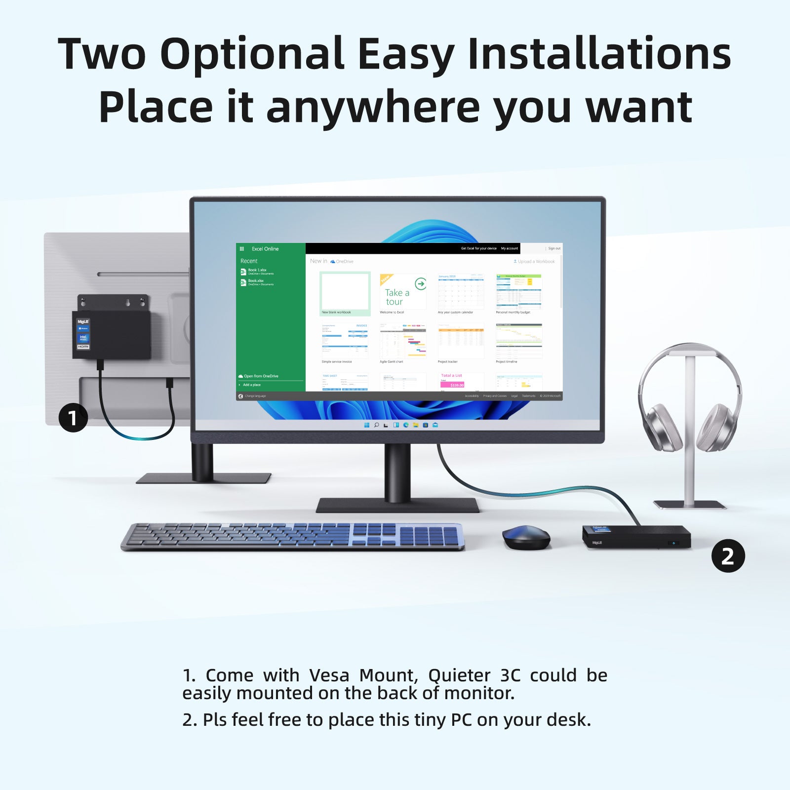 MeLE Quieter 3C Fanless Mini PC N5105, LPDDR4, Windows11 Pro, HDMI * 2